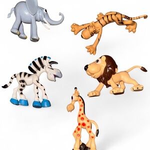 Kids Jungle Animal Toy Set - Blue, Orange, Tan, Gray, White
